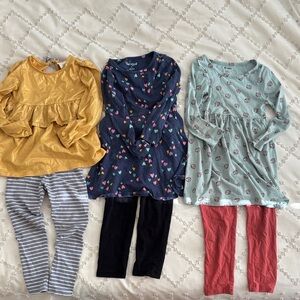Colorful matching dress/pants sets girls 4T